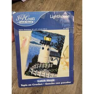 J & P Coats Vintage Lighthouse Latch Hook Kit 20 x 27 NEW #88969 Complete Kit